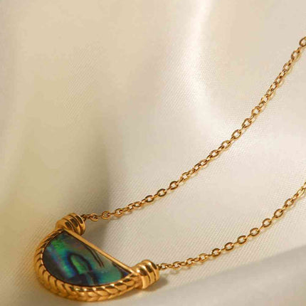 Stainless Steel Semi Circle Pendant Necklace