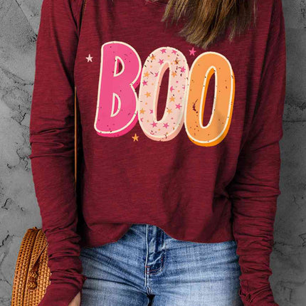 BOO Graphic Thumbhole Sleeve T-Shirt