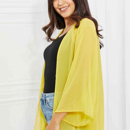 Melody Just Breathe Full Size Chiffon Kimono in Yellow