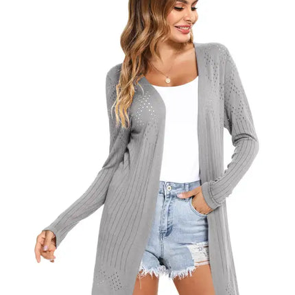 Cárdigan de manga larga de punto abierto para mujer 