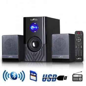 beFree Sound Sistema de altavoces Bluetooth con sonido envolvente de 2.1 canales - Negro