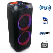 beFree Sound Dual 8 Inch Bluetooth Wireless Portable Party Speaker with Reactive Lights