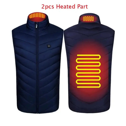 Winter Men Stand-up Collar S / blue 4pcs heated Cotton Vest