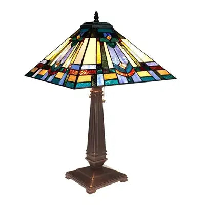 "IRWIN" Tiffany-style 2 Light Mission Table Lamp