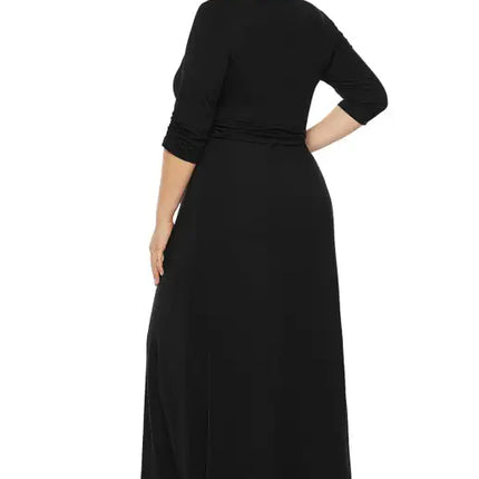 Women's Plus Size Deep V Solid Dress