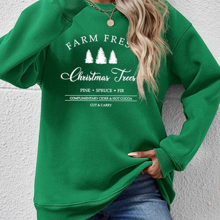 Graphic Round Neck Dropped Shoulder Sweatshirt