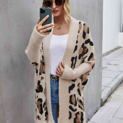 Leopard Pattern Fuzzy Cardigan