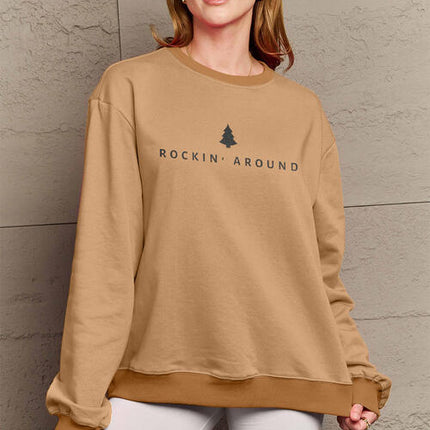 Simply Love Full Size ROCKIN AROUND  Long Sleeve Sweatshirt