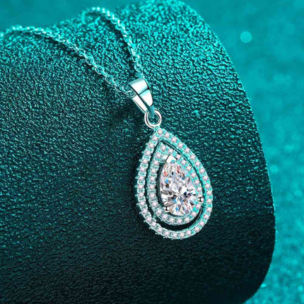 1 Carat Moissanite Teardrop Pendant Necklace