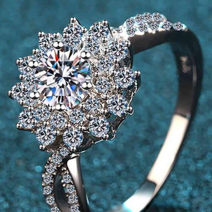 Moissanite Flower-Shape Split Shank Ring