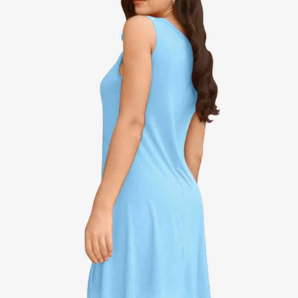 Full Size Round Neck Sleeveless Dress with Pockets