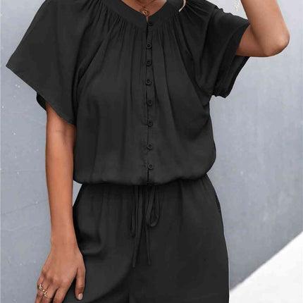 Buttoned Gather Detail Romper