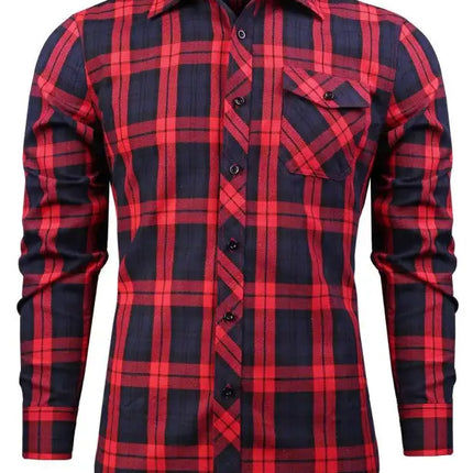 Men's Flannel Plaid Long Sleeve Shirt