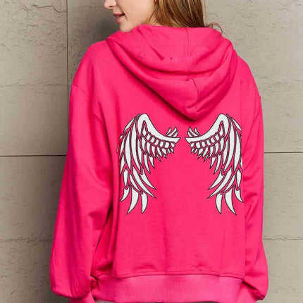 Simply Love Full Size Angel Wings Graphic Hoodie