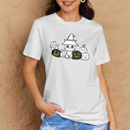 Simply Love Full Size Cat & Pumpkin Graphic Cotton T-Shirt