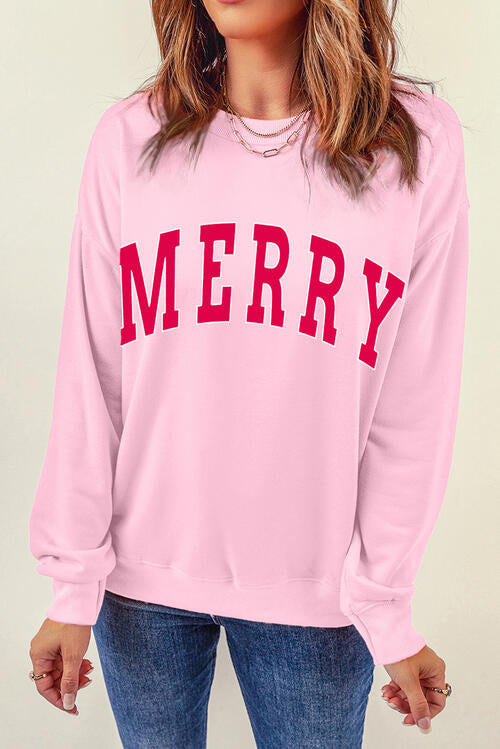 MERRY Graphic Dropped Shoulder Sweatshirt