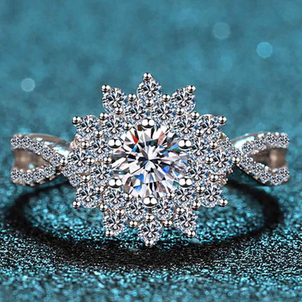 Moissanite Flower-Shape Split Shank Ring