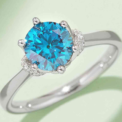 1 Carat Moissanite Contrast 925 Sterling Silver Ring