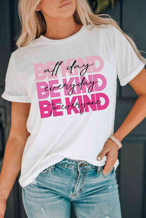 Slogan Graphic Round Neck Short Sleeve Tee