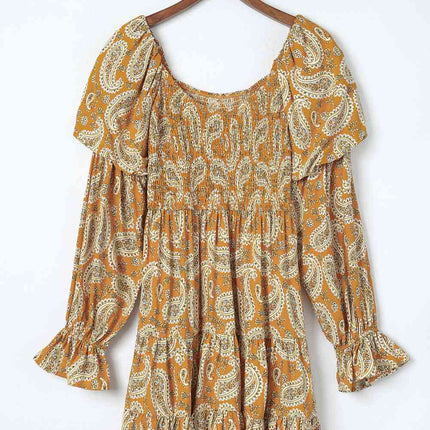 Paisley Flounce Sleeve Dress