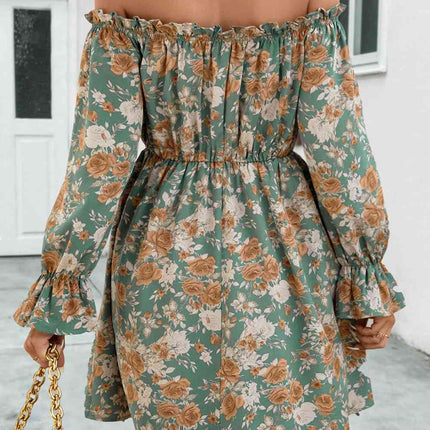 Floral Off-Shoulder Flounce Sleeve Dress