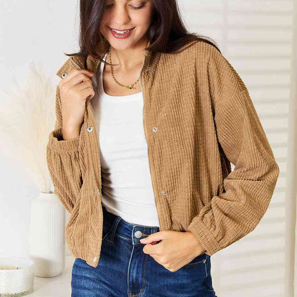 Double Take Long Sleeve Dropped Shoulder Jacket - Vickie Lynn's