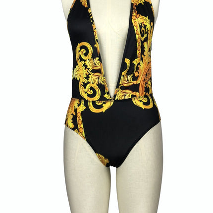 Printed Plunge One-Piece and Cover Up Swim Set