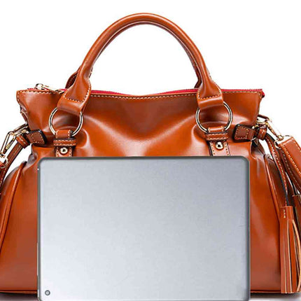 PU Leather Handbag with Tassels - Vickie Lynn's
