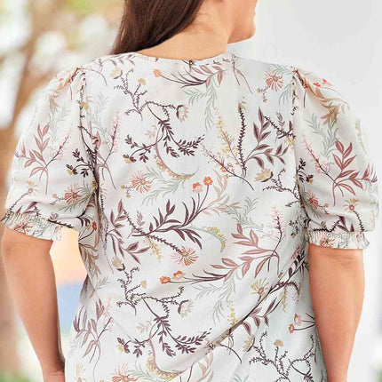 Plus Size Floral Fuff Sleeve Top