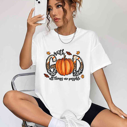 Round Neck Short Sleeve Graphic T-Shirt