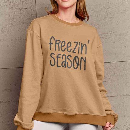 Simply Love Full Size FREEZIN' SEASON Graphic Sweatshirt