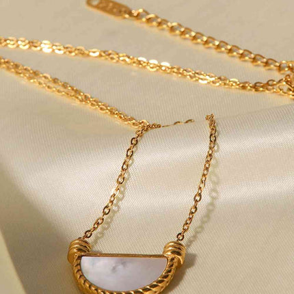 Stainless Steel Semi Circle Pendant Necklace