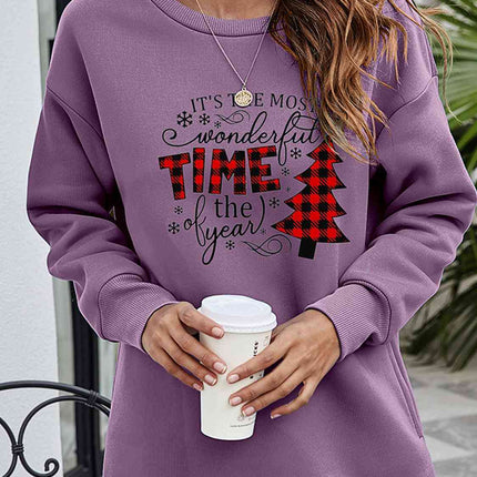 Christmas Tree Graphic Drop Shoulder Sweatshirt