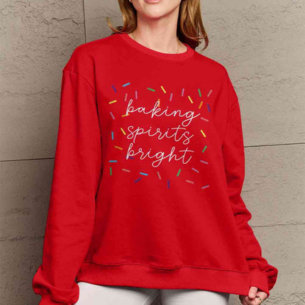 Simply Love Full Size Letter Graphic Round Neck Long Sleeve Sweatshirt