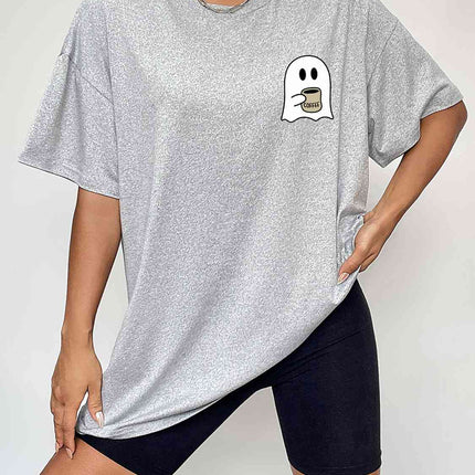 Round Neck Short Sleeve Ghost Graphic T-Shirt