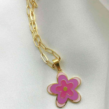 Flower Pendant Stainless Steel Necklace