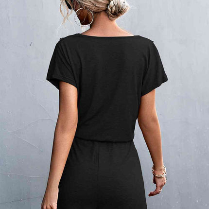 Lace Trim V-Neck Romper