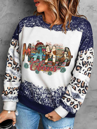 Plus Size MAMA CLAUS Graphic Long Sleeve Sweatshirt