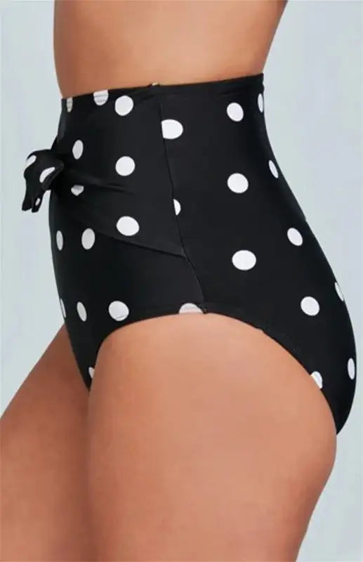 Shorts de baño con cintura alta y lazo estampado para mujer 