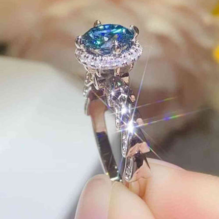 925 Sterling Silver 1 Carat Moissanite Cluster Ring - Vickie Lynn's