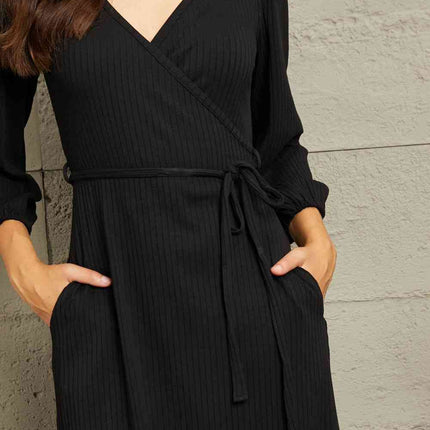 Culture Code Full Size Surplice Flare Ruching Dress