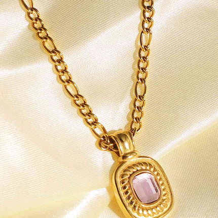 18K Gold Plated Inlaid Rhinestone Pendant Necklace