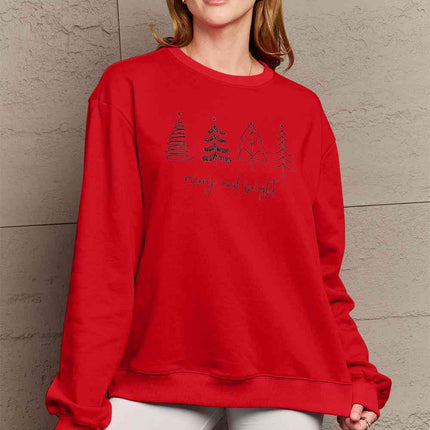 Simply Love Full Size MERRY AND BRIGHT Graphic Sweatshirt