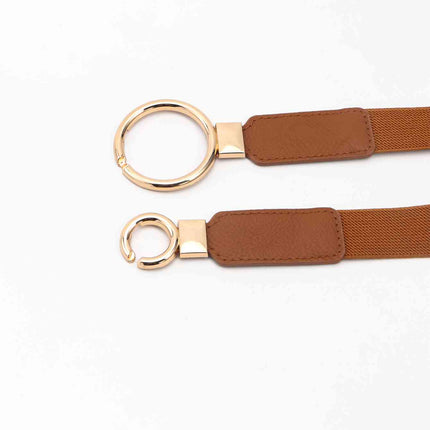 Double Ring Buckle Elastic PU Belt