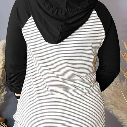 Plus Size Striped Long Sleeve Hoodie