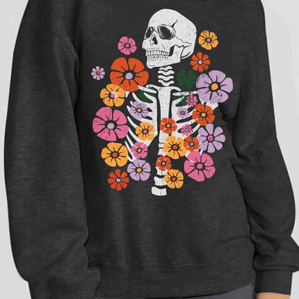 Simply Love Simply Love Full Size Flower Skeleton Graphic Sweatshirt