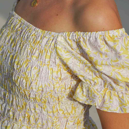 Floral Flounce Sleeve Off-Shoulder Dress