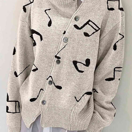Dropped Shoulder Buttoned Cardigan