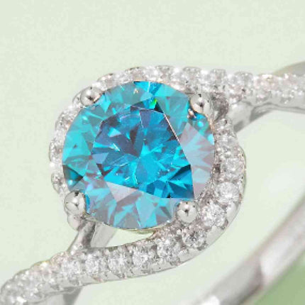 1 Carat Moissanite Contrast 925 Sterling Silver Ring