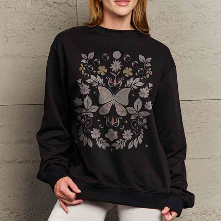 Simply Love Simply Love Full Size Flower and Butterfly Graphic Sweatshirt